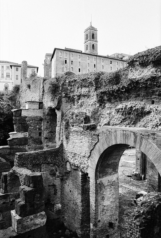 Basilica Julia, Tabularium and Palazzo Senatorio on the Capitoline Hill - Roman Forum in Rome, Italy