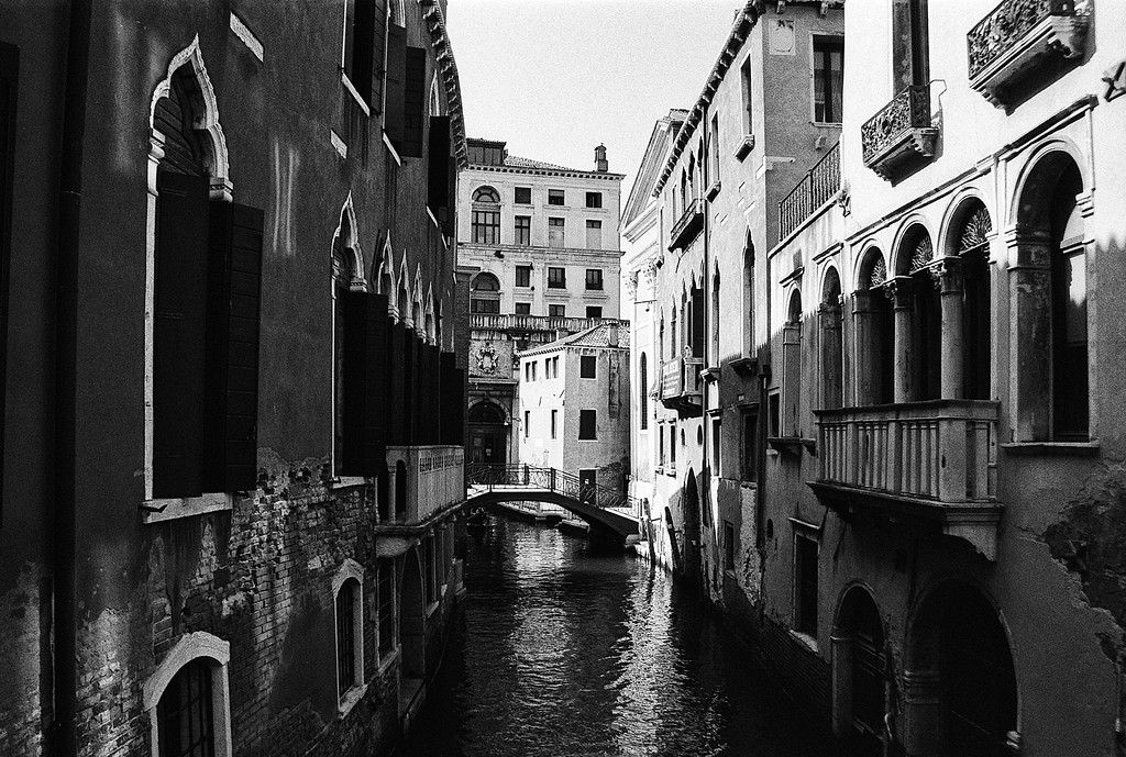 Narrow Canal & Footbridge - Venice, Italy
